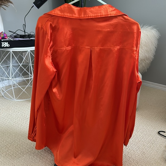 Orange Oversized Satin Shirt - Picture 4 of 5